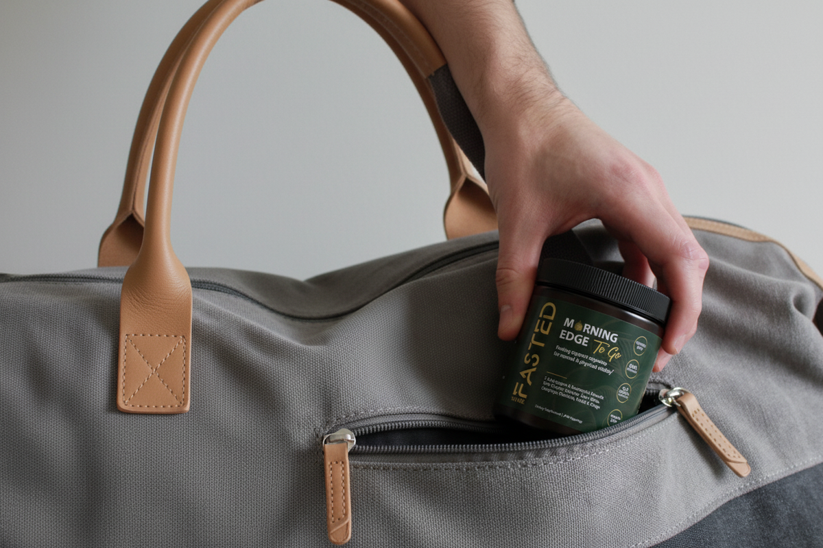 FASTED Morning Edge To Go — Lifestyle Bag Shot